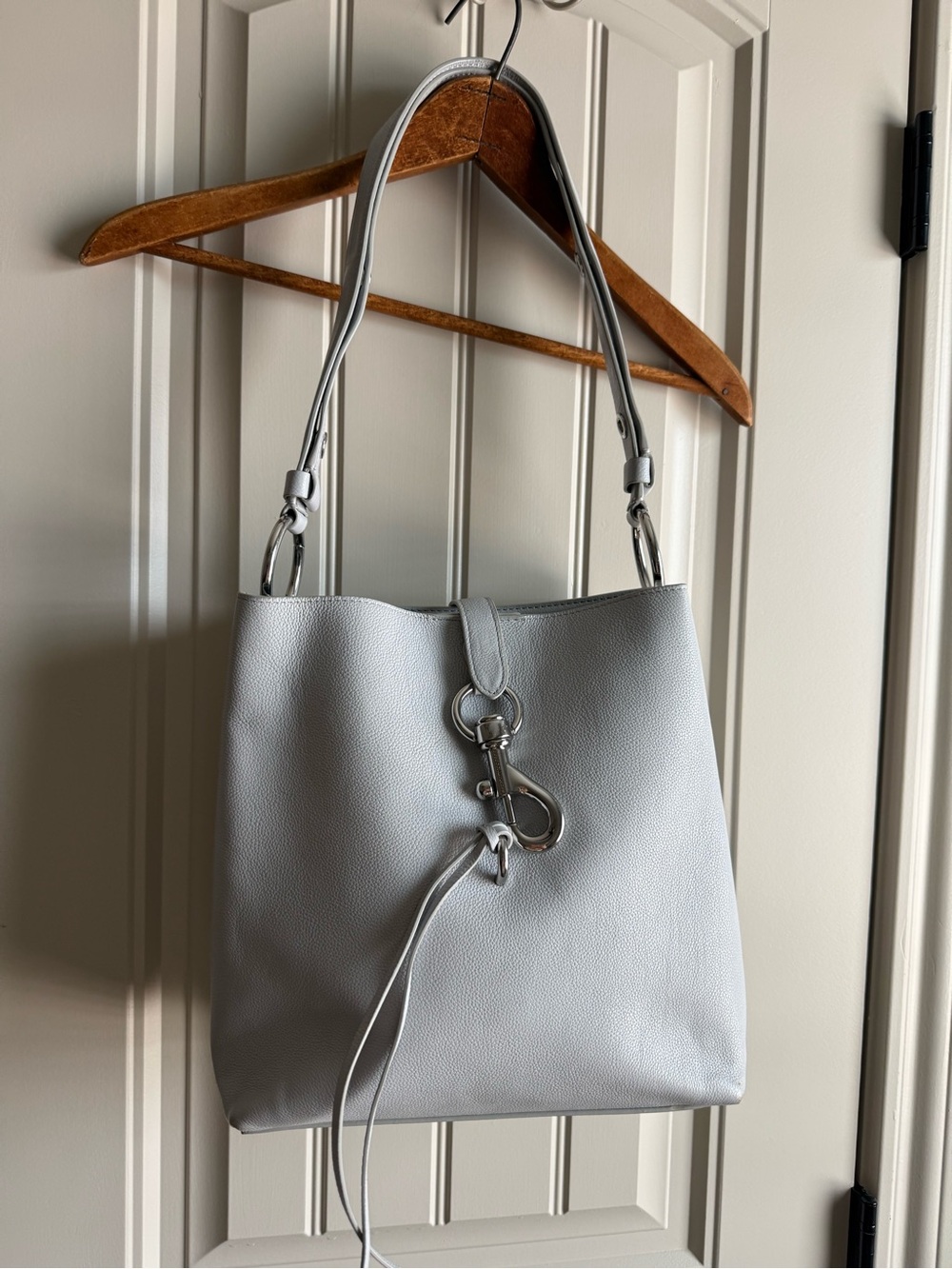 Rebecca Minkoff Megan Leather Shoulder Bag Ice Blue Gray Leather